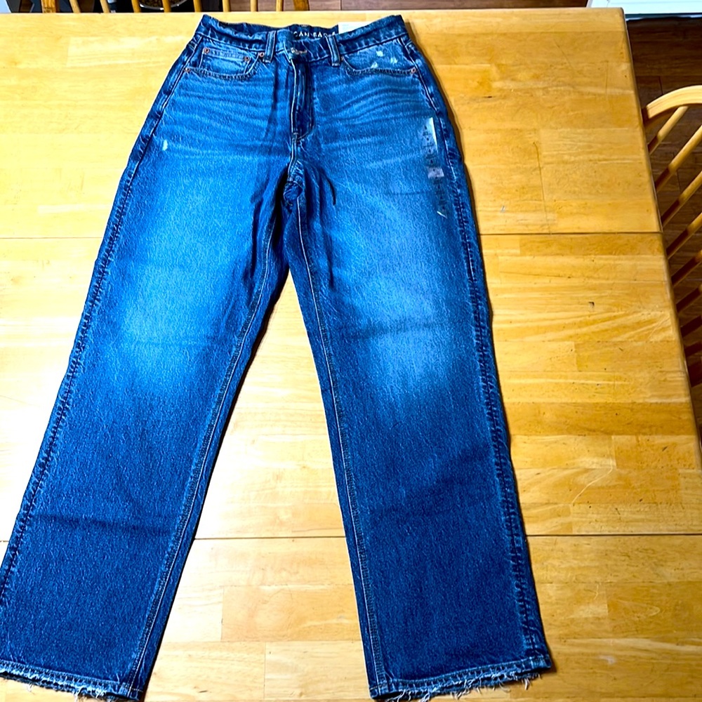 NWT American, Eagle Curvy 90’s Straight, high waisted, tidal blue, size 6/28w